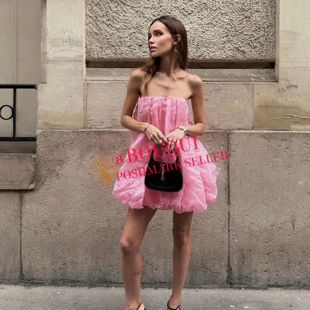 BLOGGERS FAV ZARA PINK ORGANZA BALLOON MINI DRESS